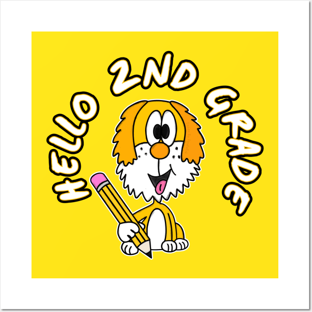 Hello 2nd Grade Dog Back To School 2022 Wall Art by doodlerob